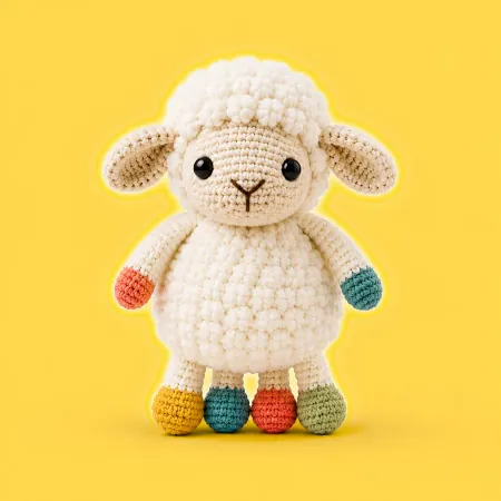 El örgüsü amigurumi kuzu oyuncak